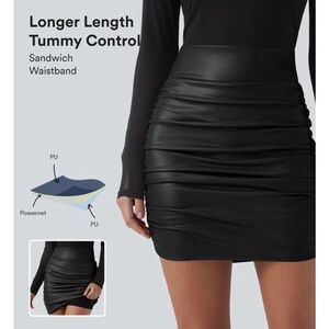 Halara High Waisted Tummy Control Ruched Curved Hem Mini Bodycon Skirt - Sz Lg